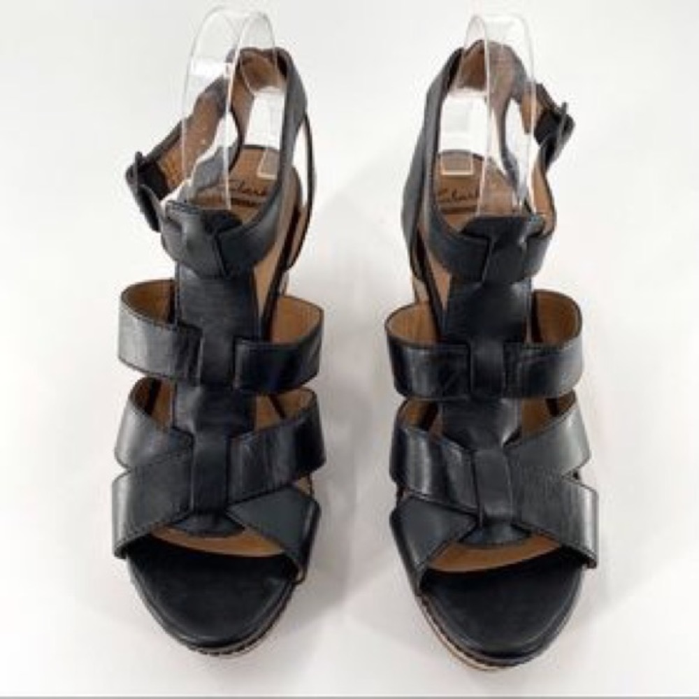 Clarks Tower Black Wedges Size 9 M
